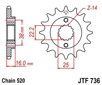 Звезда передняя JTF736.14