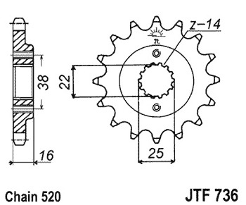 Звезда передняя JTF736.15