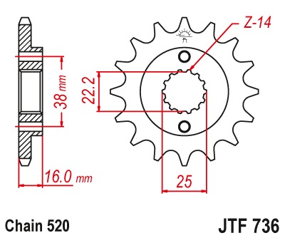 Звезда передняя JTF736.15RB c демпфером