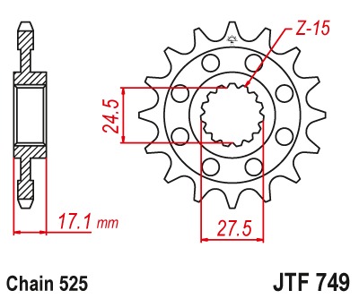 Звезда передняя JTF749.15RB с демпфером