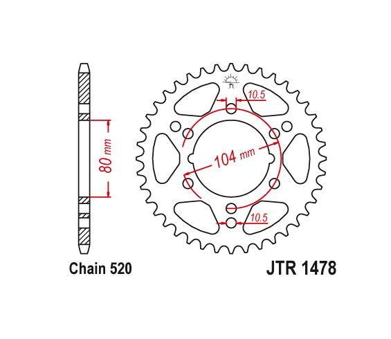 Звезда задняя JTR1478.43