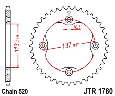 Звезда задняя JTR1760.40