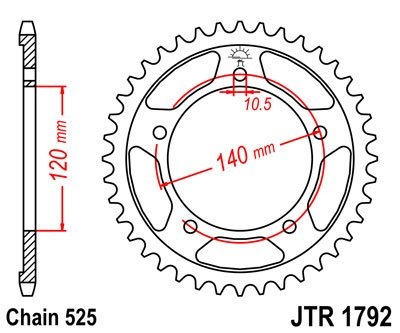 Звезда задняя JTR1792.43ZBK черная