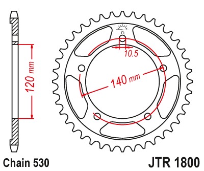 Звезда задняя JTR1800.42ZBK черная