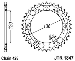 Звезда задняя JTR1847.55
