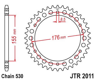 Звезда задняя JTR2011.42ZBK черная