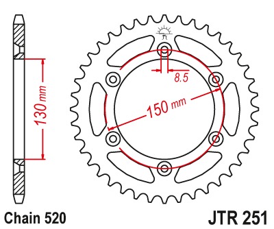 Звезда цепного привода JTR251.48SC