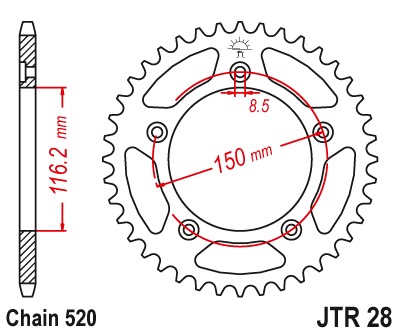 Звезда задняя JTR28.42