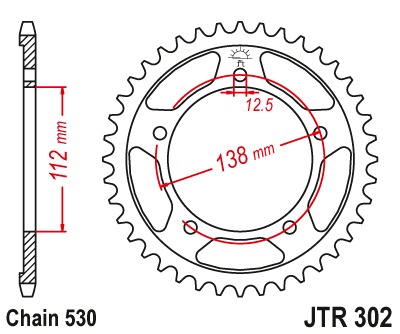 Звезда задняя JTR302.44ZBK