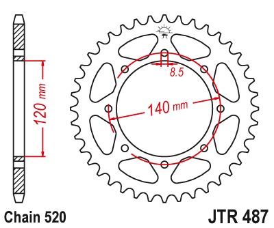 Звезда цепного привода JTR487.43ZBK