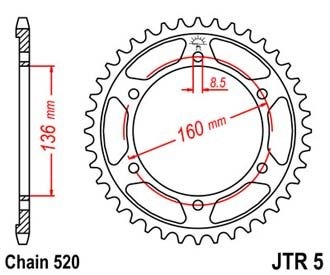 Звезда задняя JTR5.43