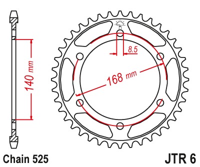 Звезда задняя JTR6.42ZBK