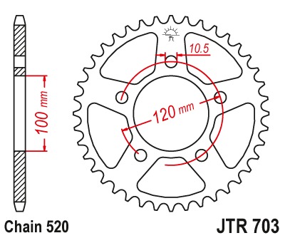 Звезда задняя JTR703.43
