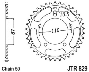 Звезда задняя JTR829.45ZBK черная