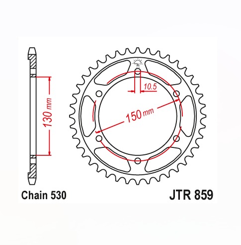 Звезда задняя JTR859.38ZBK черная