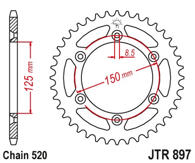 Звезда задняя JTR897.51