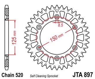 Звезда ведомая алюминиевая/стальная JTX897.42ORG