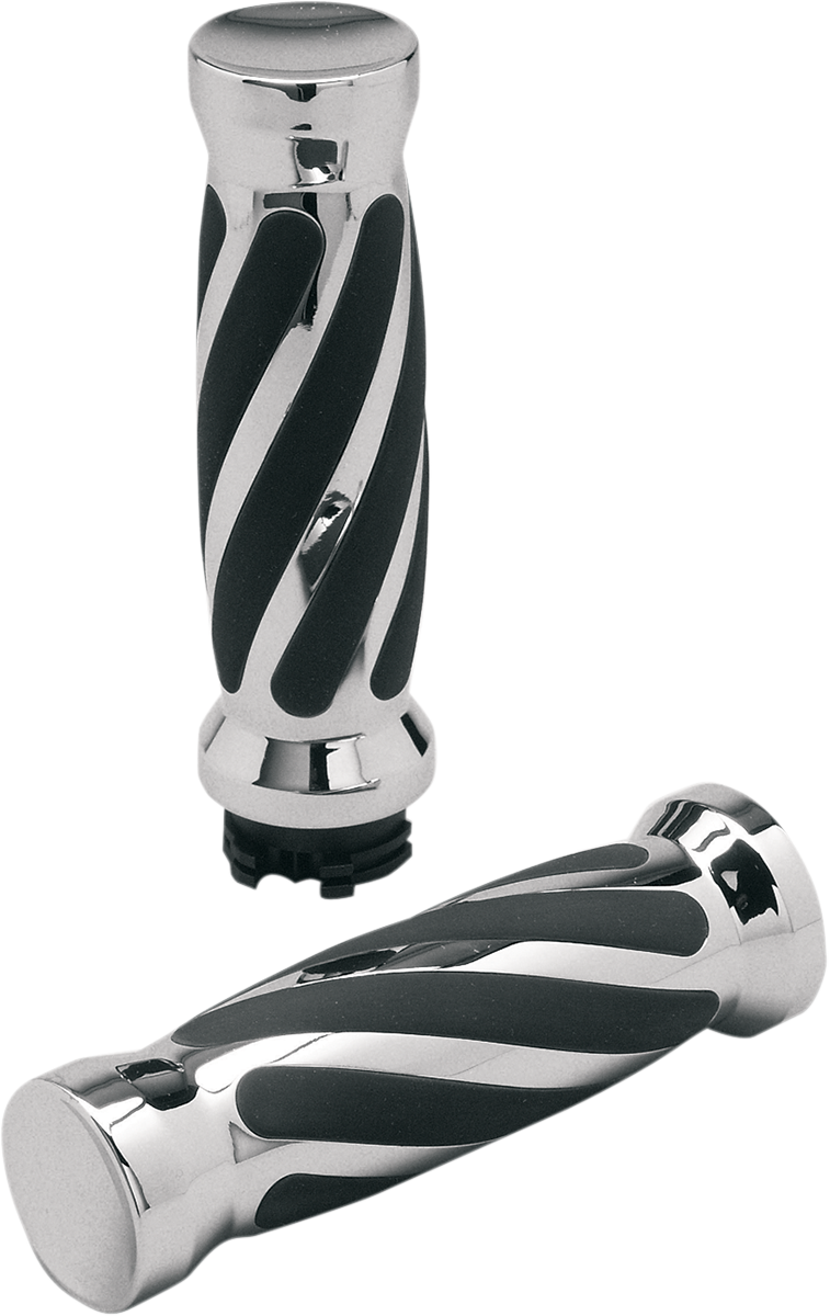Chrome Twisted Rubber Grips
