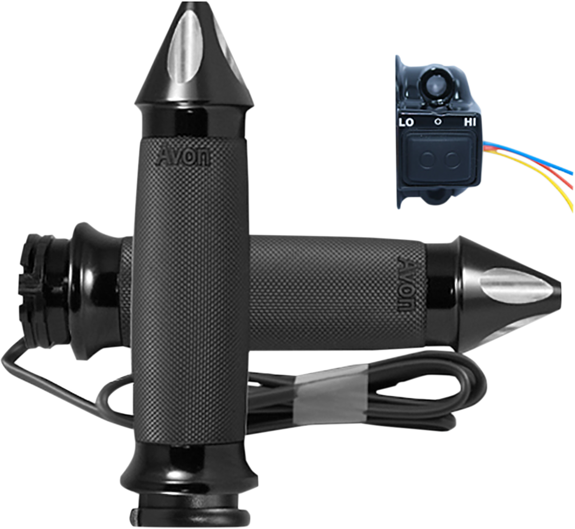 Black Heated Custom Contour Spike Grips for Cable