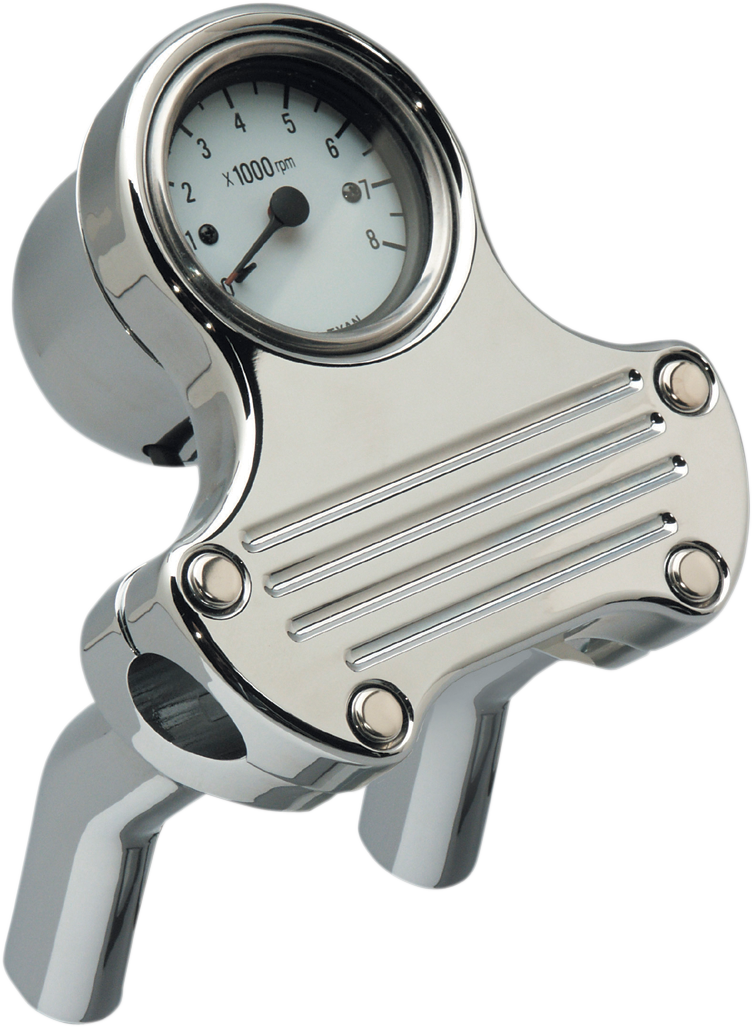 Handlebar Tach and Riser Kit - Chrome - White Face