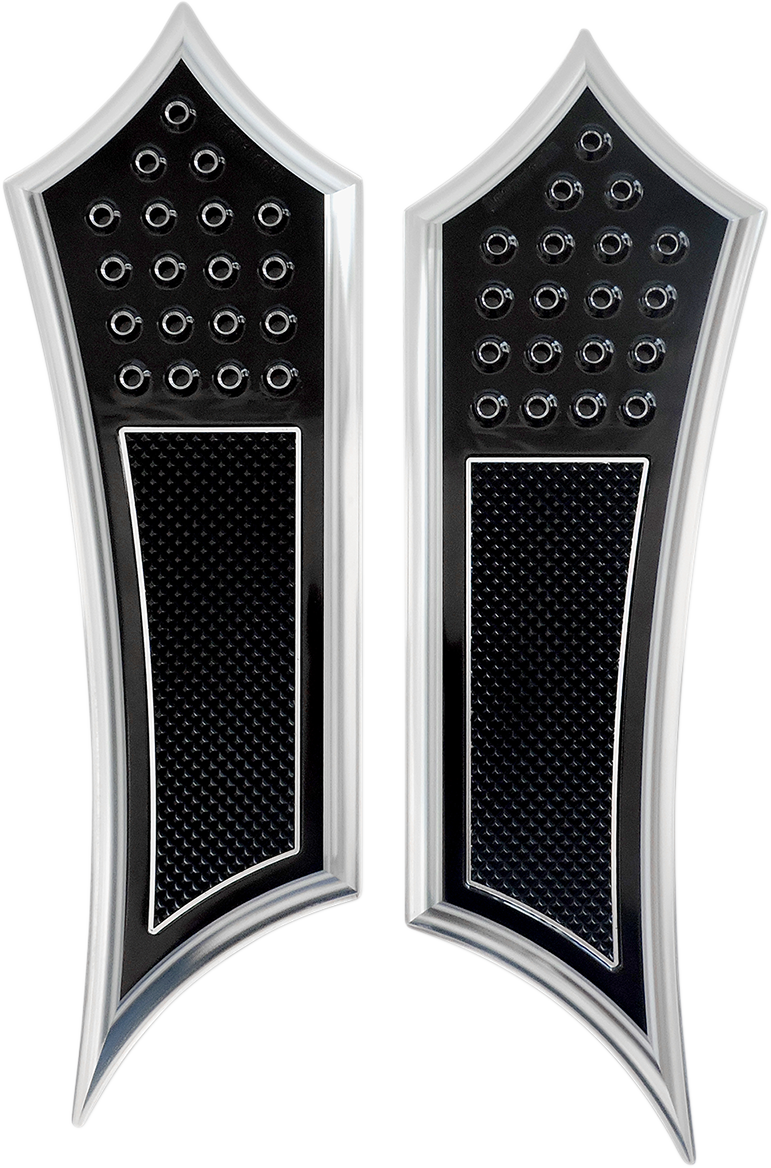 Front Floorboards - Extended - Black/Silver - Knurled - Instigator - FL