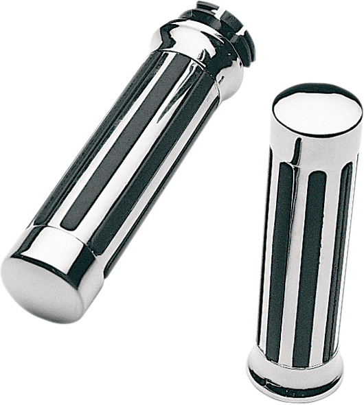Chrome Handlebar Grips w/ Ribs for Roy Star