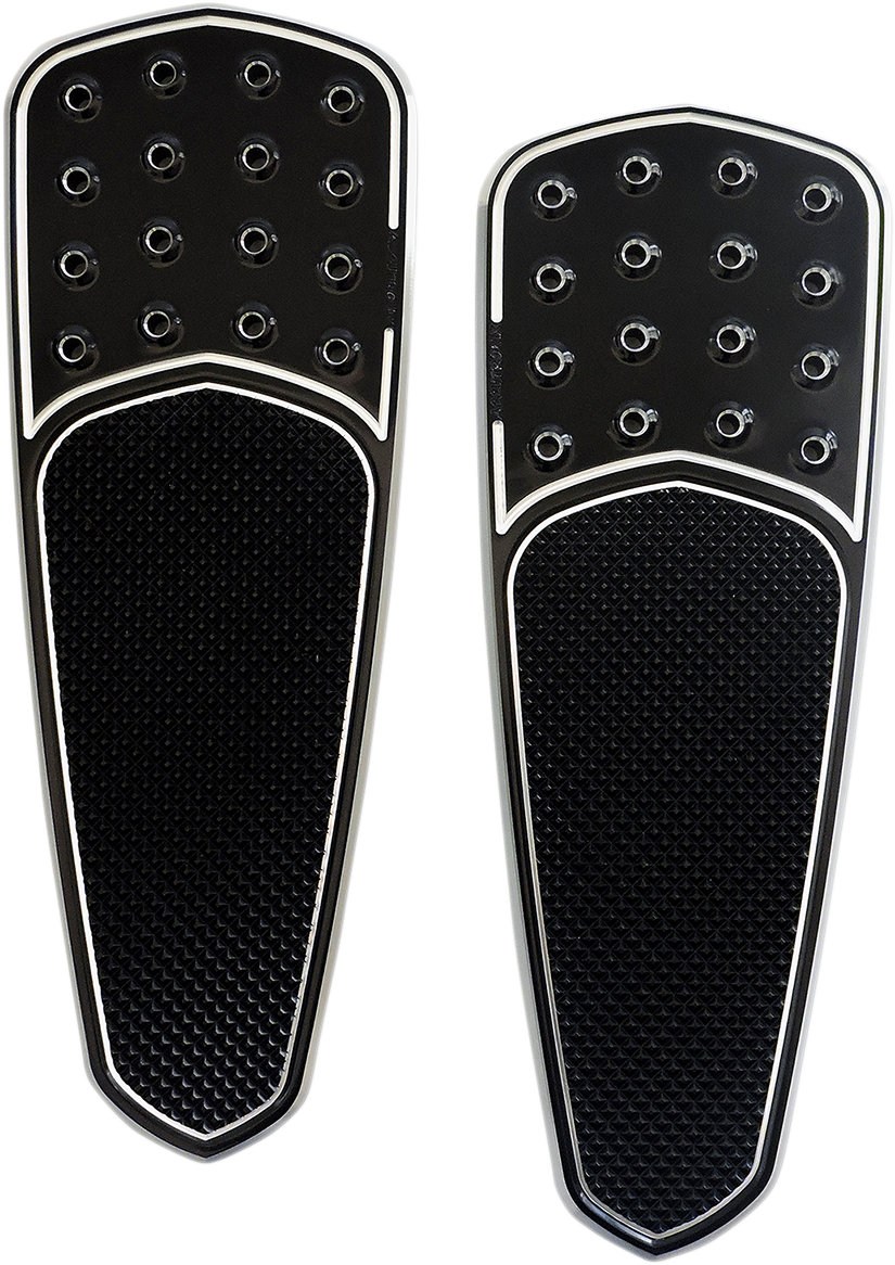 Front Floorboards - Extended - Black/Silver - Knurled - Teardrop - FL