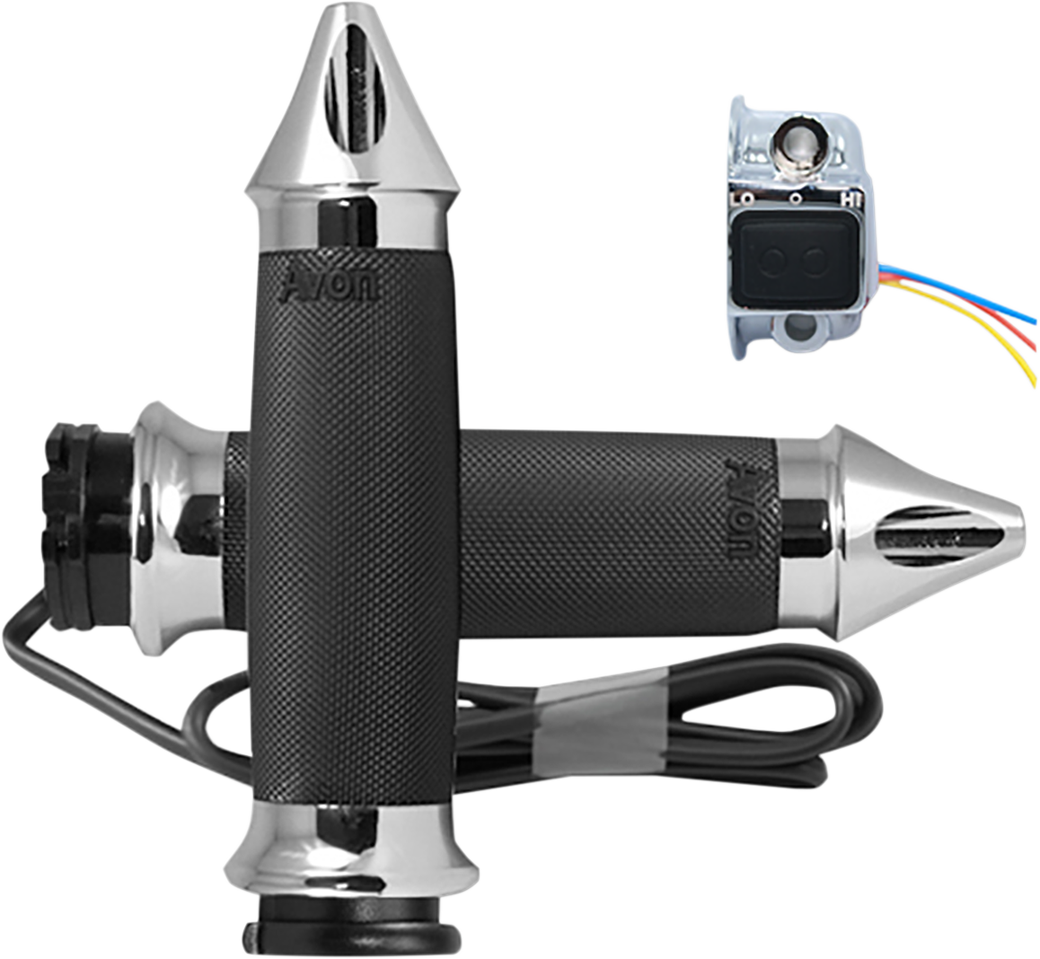 Chrome Heated Custom Contour Spike Grips for Cable