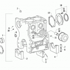 700 Diesel Crankcase, crankshaft support, and oil filter assemblies