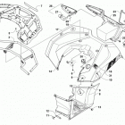 ATV ALTERRA 700 XT EPS T3S Rear rack, body panel, footwell, and taillight assemblie...