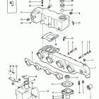 165    (2 BBL.)  MERCURY 224 I/L4 1987 0B434941 THRU 0B774251 Exhaust manifold and exhaust elbow (cast iron)