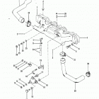 165 (2 BBL.)  MERCURY 224 I/L4  1987 0B434941 THRU 0B774251 Intake manifold and throttle linkage(165-170-3.7l)