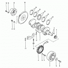 165    (2 BBL.)  MERCURY 224 I/L4 1987 0B434941 THRU 0B774251 Crankshaft, flywheel and alternator