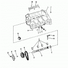 175  (2 BBL.)   GM 262 V-6  1987 0B527955 THRU 0B773242 Cylinder block and camshaft