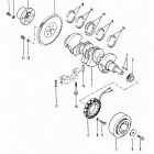 165 (2 BBL.)  MERCURY 224 I/L4  1987 0B434941 THRU 0B774251 Crankshaft, flywheel and alternator