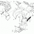 ATV ALTERRA 700 XT EPS CAMO Rear rack, body panel, footwell, and taillight assemblie...