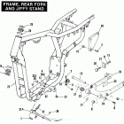 XL1200 CAPL Sportster 1200 (1990) FRAME, REAR FORK AND JIFFY STAND