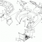 ATV ALTERRA 700 T3 BLACK [A2019XAT4E3TP] Rear rack, body panel, footwell, and taillight assemblie...