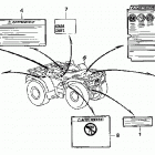 TRX250TE Наклейки предупреждения