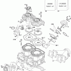 MX Z 440X Racing 01- cylinder, exhaust manifold and reed valve, c / u