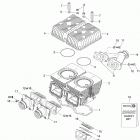MX Z 550X 01- cylinder, exhaust manifold and reed valve 1