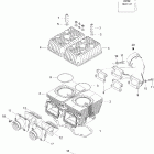 Skandic 550F SUV 01- cylinder, exhaust manifold and reed valve 550