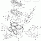 Skandic 600 WT 01- cylinder, exhaust manifold and reed valve 600