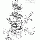 MX Z 700 01- cylinder, exhaust manifold, reed valve 2