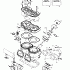 MX Z 600 01- cylinder, exhaust manifold, reed valve (593)