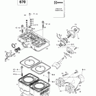 MX Z 500/583/670 01- cylinder, exhaust manifold (670)