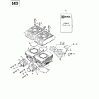 Skandic 380/500 01- cylinder, intake exhaust manifold (503)