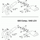 400/640 LC4 CHASSIS Pipes, pre silencer 400 / 620 / 640 98