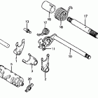XL100S Gearshift drum @ gearshift fork @ kick starter spindle