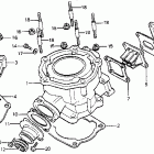 CR125R Cylinder head @ cylinder  @ reed valve 83